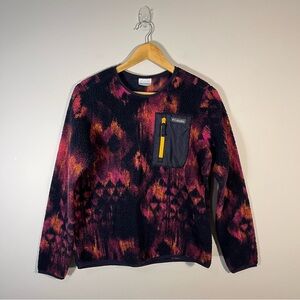 Columbia West Bend Sherpa Fleece Crew Dark Nocturnal Folk Blur Large